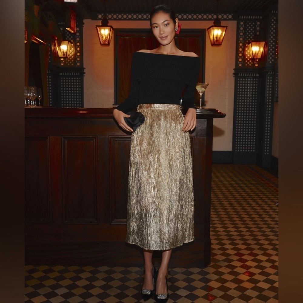 Tuckernuck Hyacinth House Gloria Metallic Plisse Skirt